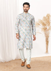 latest Contrast Digital print kurta on cotton with  detailed pintex, thread, sequence work for wedding